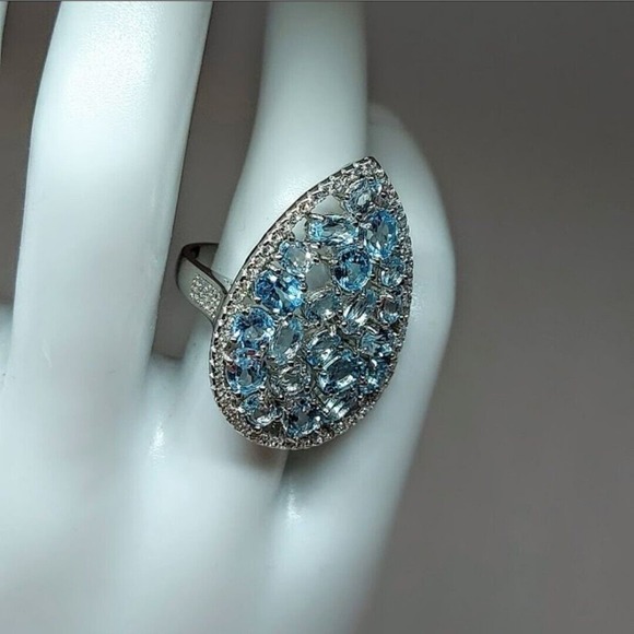 Natural Sky-Blue Topaz Gemstone 925 Sterling Silver Ring size 7 - Picture 2 of 8